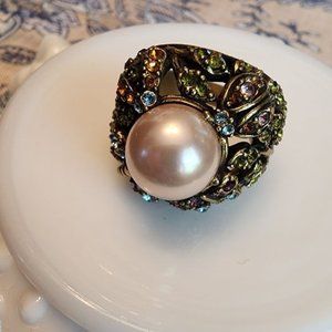 HEIDI DAUS GOLD WITH CRYSTAL PEARL RING - NEW WITH TAGS
